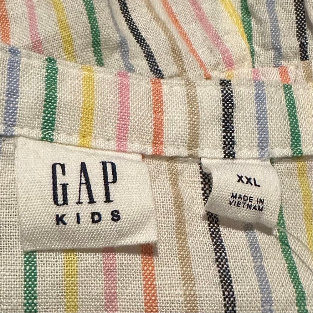 NWT Gap Girls Linen Blend Rainbow Striped Romper Shorts XL 14/16 - Picture 6 of 8
